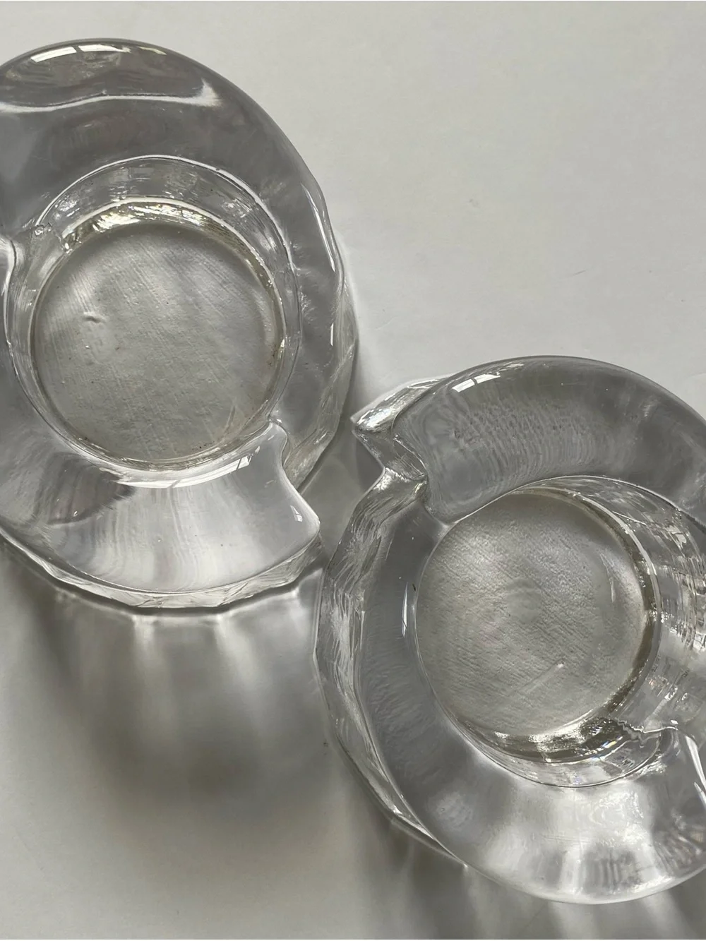 Not sure if these are candle holder or ashtray Vintage MCM Swedish Ice Glass